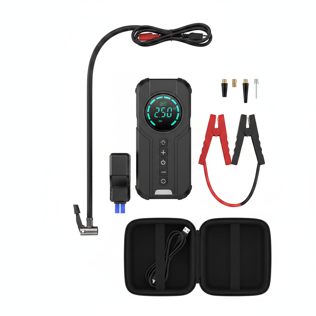 3-in-1 Car Jump Starter with Air Compressor & Power Bank