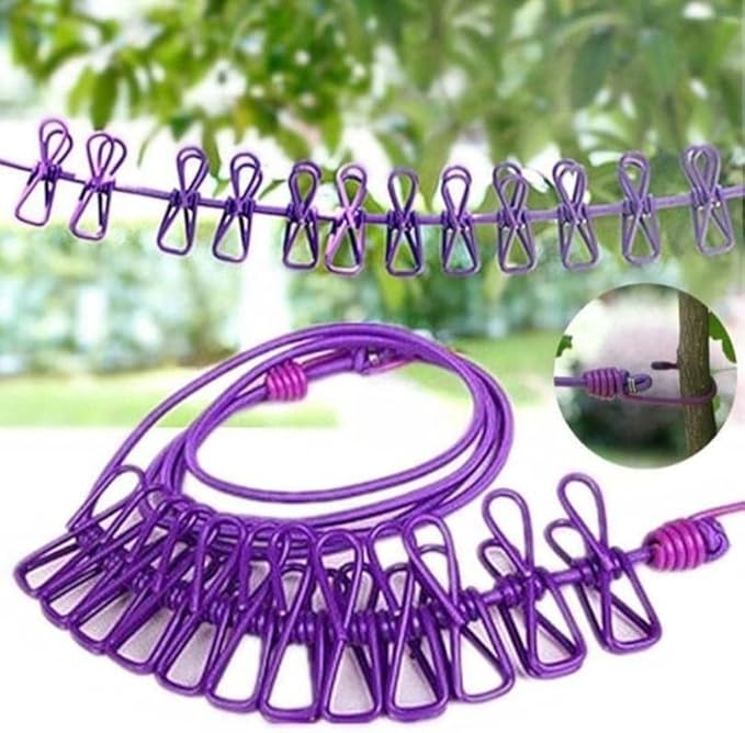 Diyar Mart™ Cloth Drying Rope with Hooks