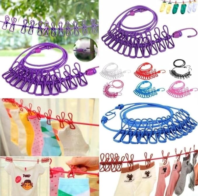 Diyar Mart™ Cloth Drying Rope with Hooks