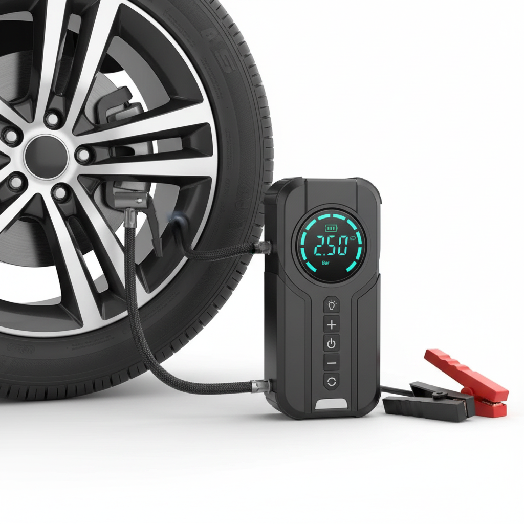 3-in-1 Car Jump Starter with Air Compressor & Power Bank